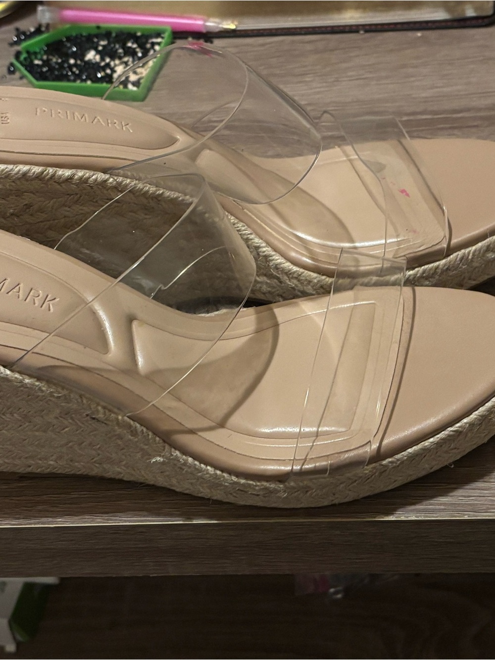 Primark Beige Clear-Strap Espadrille Wedge Sandals